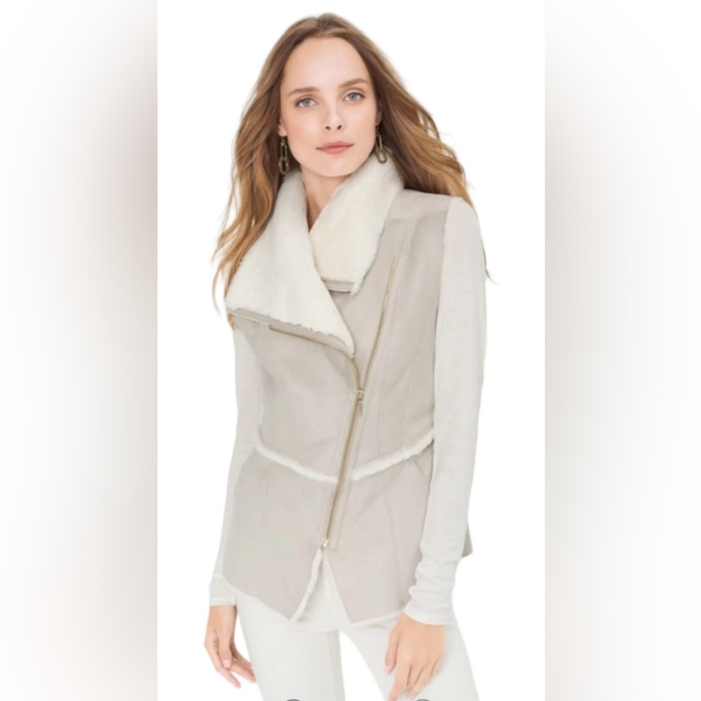 NWT White House Black Market Shearling Vest, size large